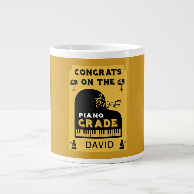 Congratulations Piano Music Exam Giant Coffee Mug (Front)