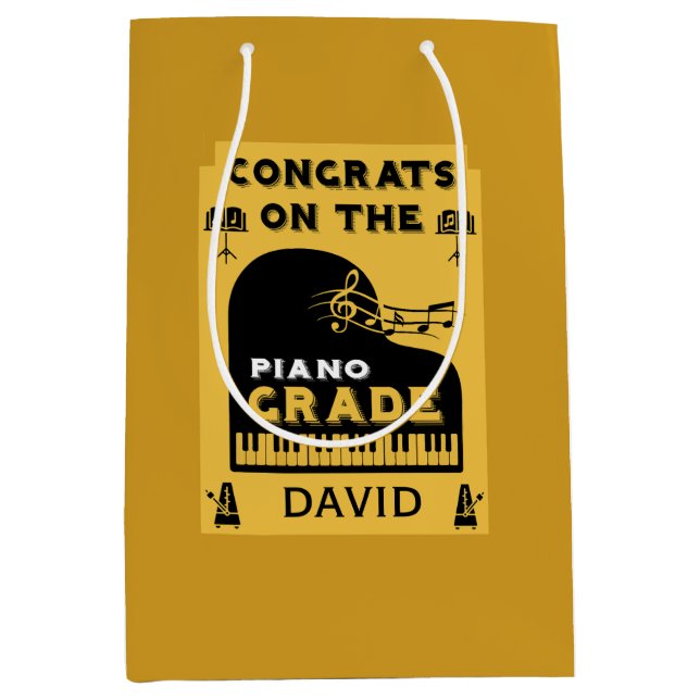 Congratulations Piano Music Exam Medium Gift Bag (Front)