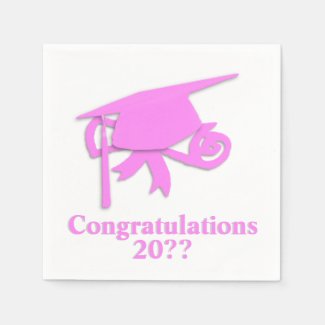 Congratulations Pink Cap Graduation Napkin