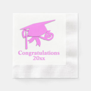 Congratulations Pink Cap Graduation Paper Napkins