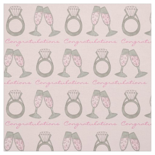 Congratulations Pink Champagne Wedding Diamond Fabric