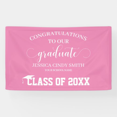 Congratulations Pink Graduate Graduation Party Banner