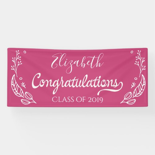 Congratulations Pink Graduation Party Class of Banner