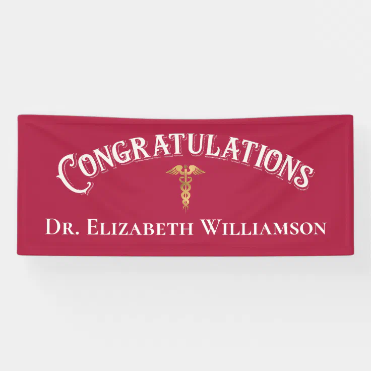 Congratulations Pink Nurse Doctor Medical Banner | Zazzle