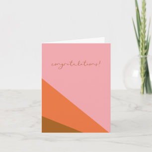 Congratulations Pink Orange Elegant Celebration Card