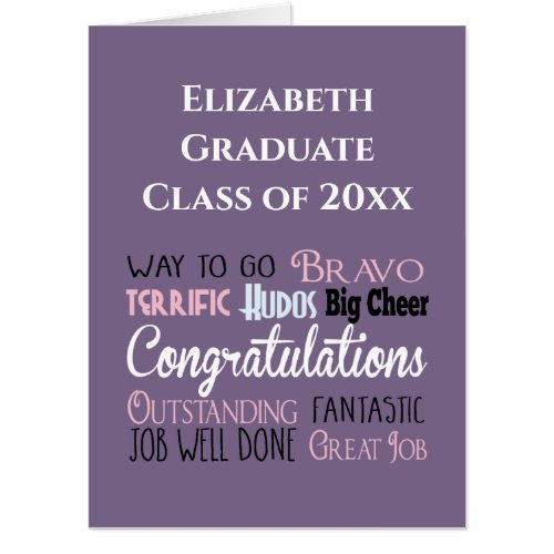 Congratulations Pink Purple Graduation Card