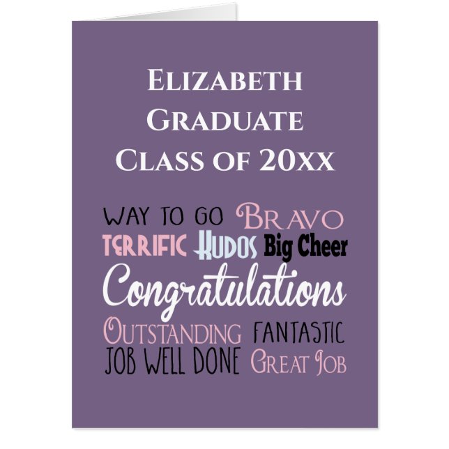 Congratulations Pink Purple Graduation Card (Front)