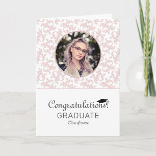 Congratulations Pink Rococo Graduation Photo Card