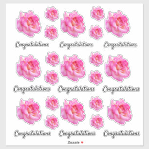 Congratulations Pink Variegated Rose Cutout Photo Sticker