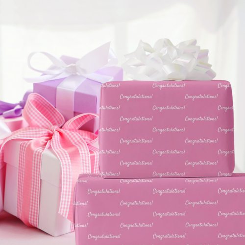 Congratulations pink white  wrapping paper