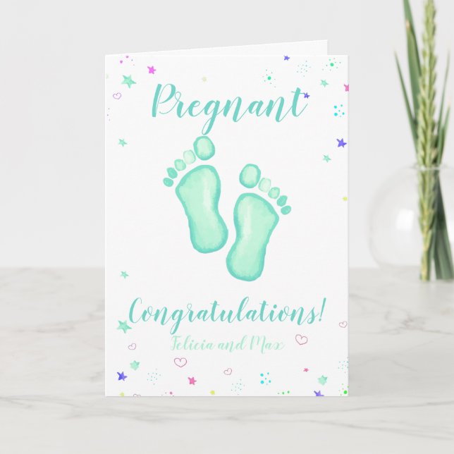 Congratulations pregnant customizable names card (Front)