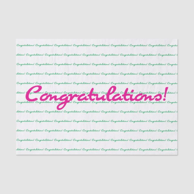 Congratulations! Preppy spring pink green casual Tissue Paper (Front)