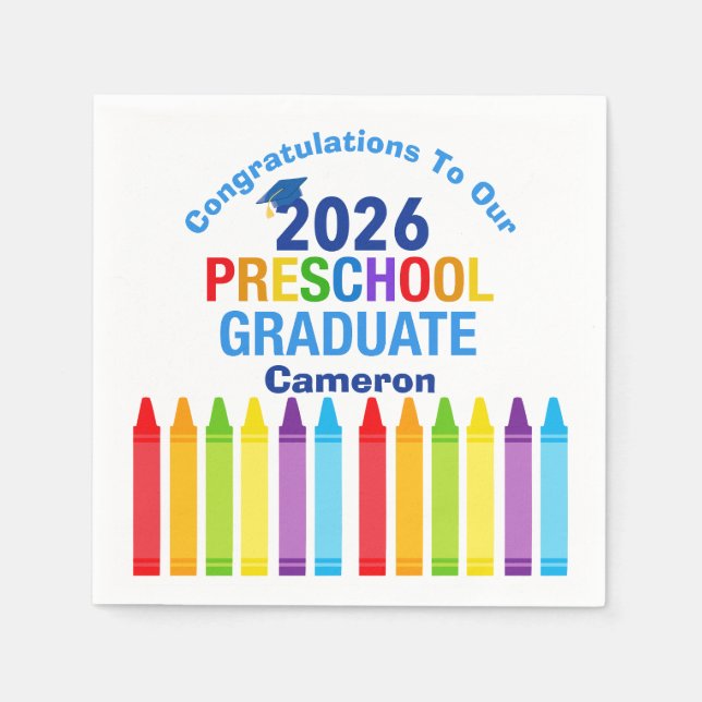 Congratulations Preschool Graduate Custom Party Napkins (Front)