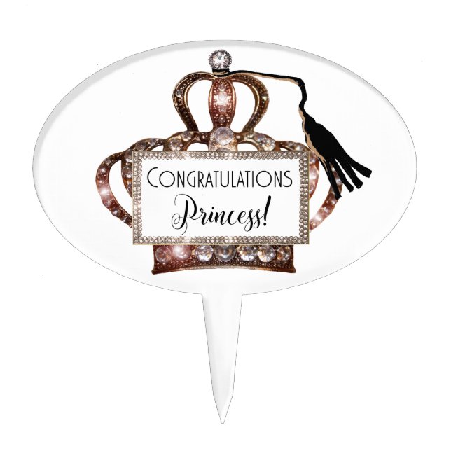 "Congratulations!" PRINCESS Graduation Cake Pick (Front)