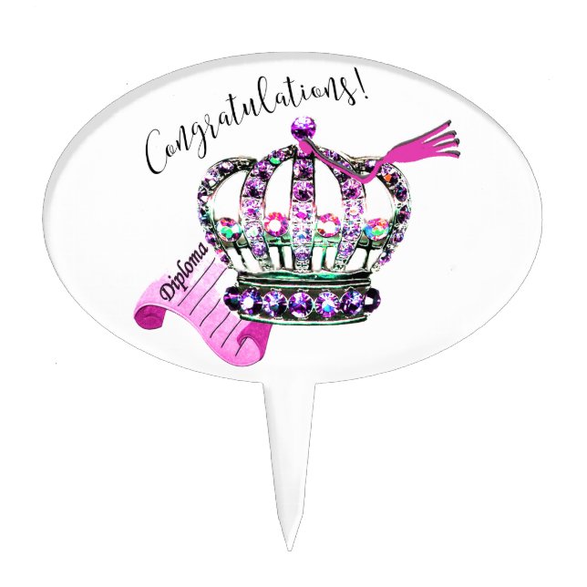 "Congratulations!" PRINCESS Graduation Cake Pick (Front)