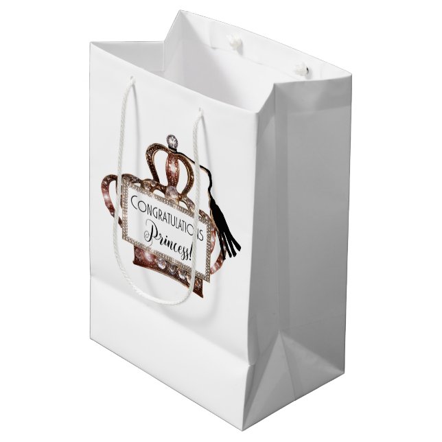 Congratulations Princess "Graduation" TIARA Medium Gift Bag (Front Angled)