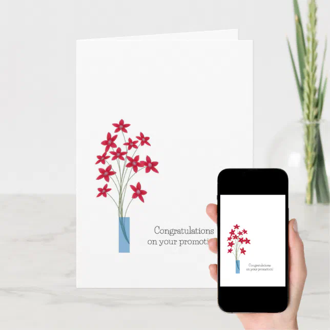Congratulations Promotion Cards, cute red flowers Card | Zazzle
