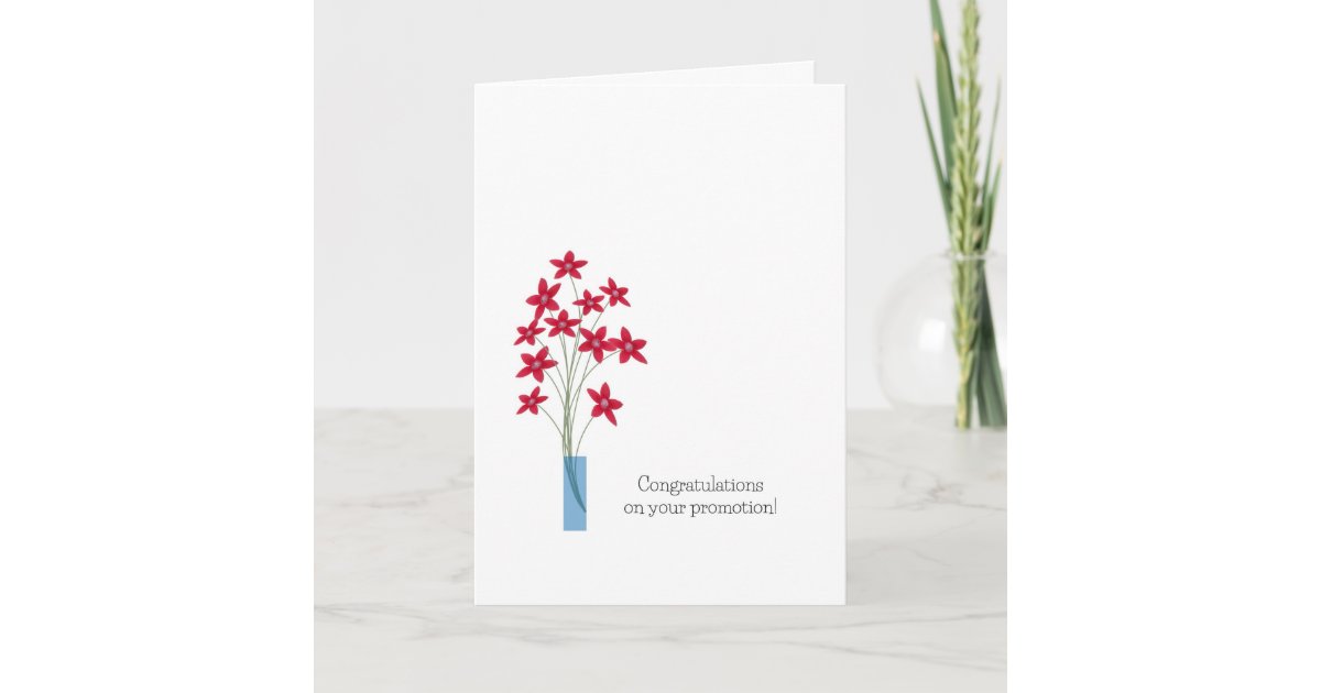 Congratulations Promotion Cards, cute red flowers Card | Zazzle