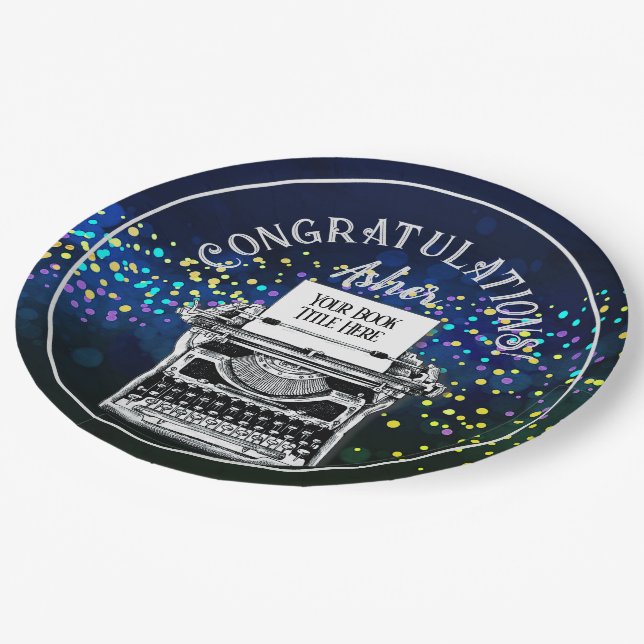 Congratulations Publication Personalized Teal Paper Plates (Angled)