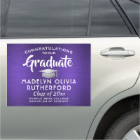 Congratulations Purple and White 2020 Graduation Car Magnet