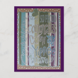 Congratulations Purple Blue Beach Song™ Postcard