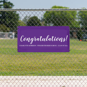 Congratulations purple custom script graduation banner