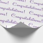 Congratulations Purple Script  Wrapping Paper<br><div class="desc">Congratulations!  Purple wrapping paper for a graduation,  wedding,  bridal shower,  baby shower,  promotion,  new baby boy,  etc.  Simple design.</div>