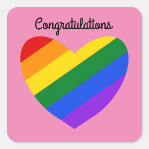 Congratulations Rainbow Heart #1 Stickers