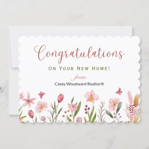 Congratulations Realtor Personalized Chic Flowers Card