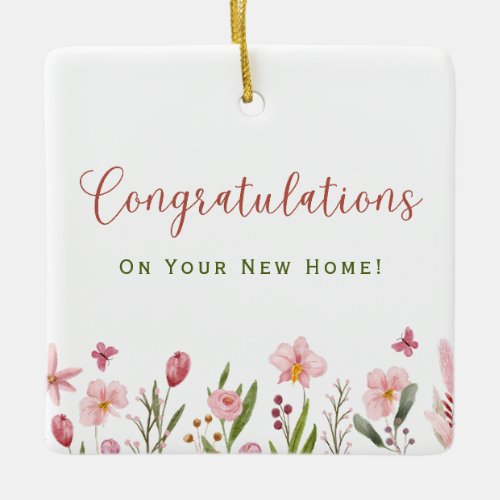 Congratulations Realtor Personalized Pink Flowers Ceramic Ornament