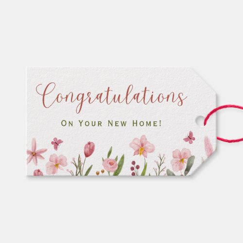 Congratulations Realtor Personalized Pink Flowers Gift Tags