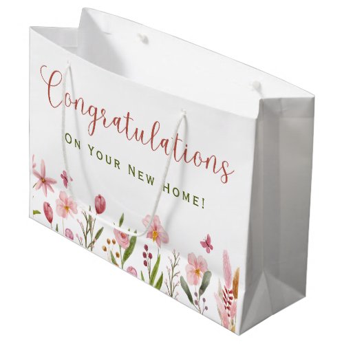 Congratulations Realtor Personalized Pink Flowers Large Gift Bag