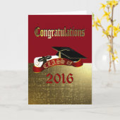 Congratulations Red and Gold Graduation Card (Yellow Flower)