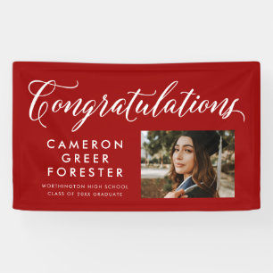 Congratulations red banner with photo