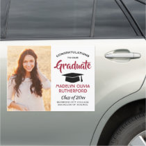 Congratulations Red Black White Photo Graduation Car Magnet Congratulations Red Black White Photo Graduation Car Magnet