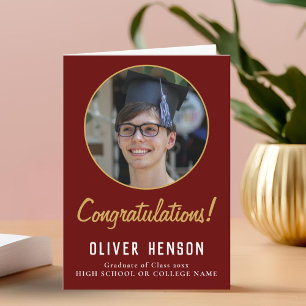Congratulations Red Graduate Photo Graduation Card