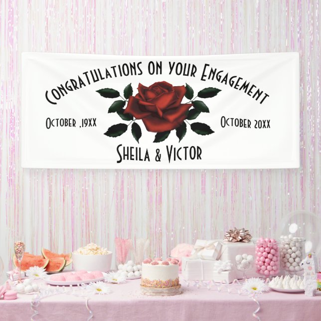 Congratulations Red Rose Engagement Banner (Party)