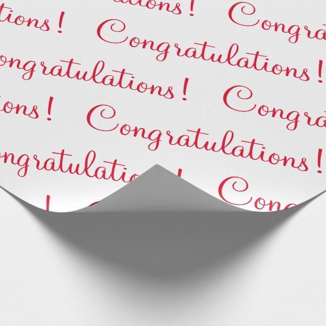 Congratulations Red Script Wedding Baby Shower  Wrapping Paper (Corner)