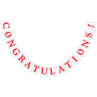 CONGRATULATIONS, Red Text On White Bunting Flags