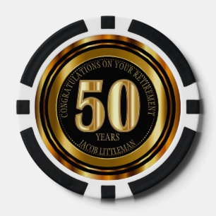 Congratulations Retirement - 50 Years - Gold Poker Chips