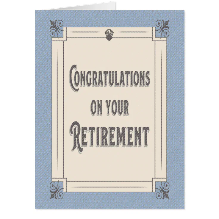 Congratulations Retirement Art Deco Big Blue Card | Zazzle