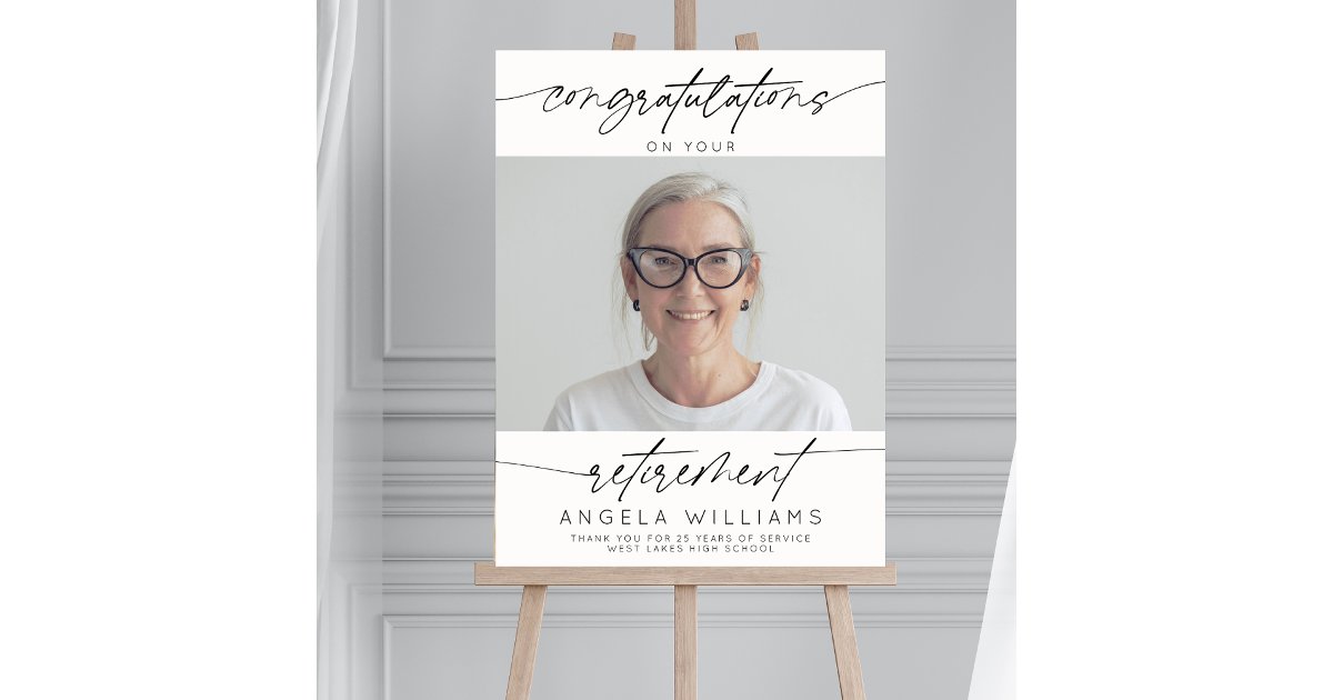 Congratulations Retirement Modern Script Photo Foam Board | Zazzle
