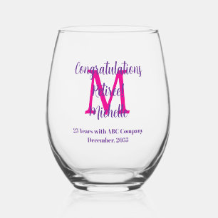 Congratulations Retirement Monogram Name Stemless Wine Glass