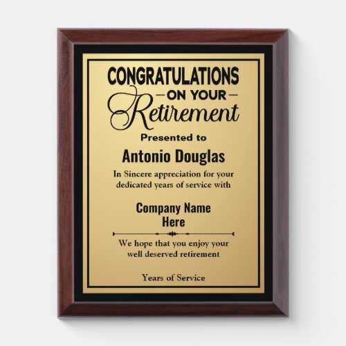 Congratulations Retirement Simple Gold & Black