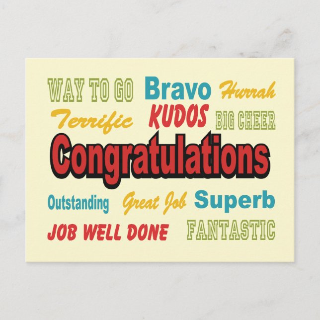 Congratulations Retro Colors Postcard (Front)