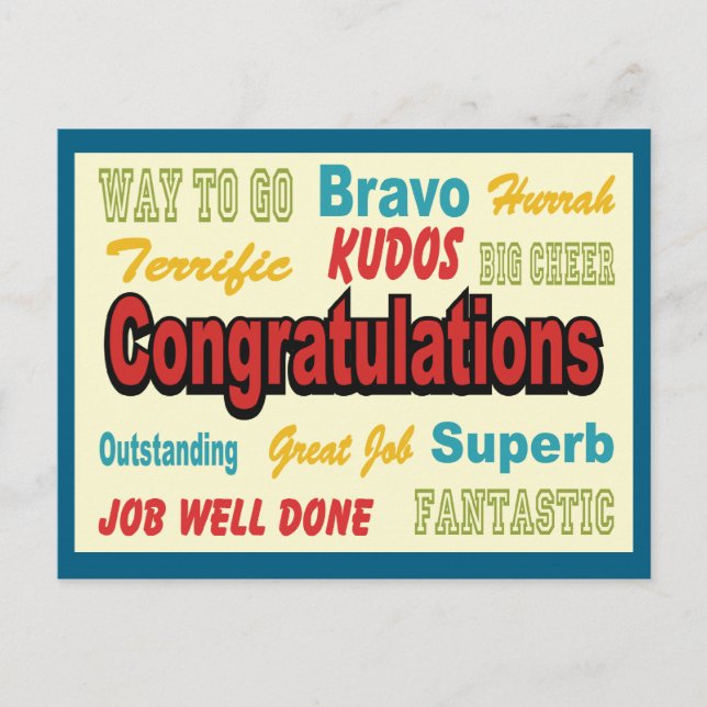 Congratulations Retro Colors Postcard (Front)