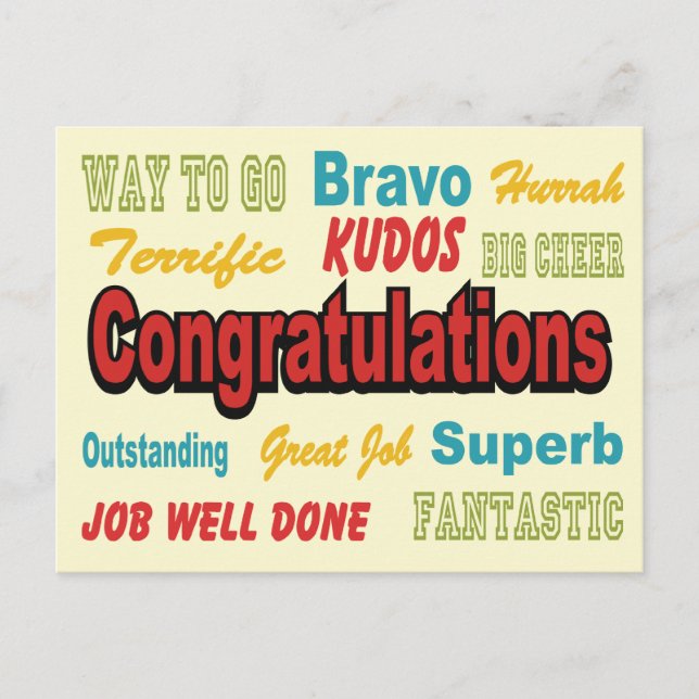 Congratulations Retro Colors Postcard (Front)