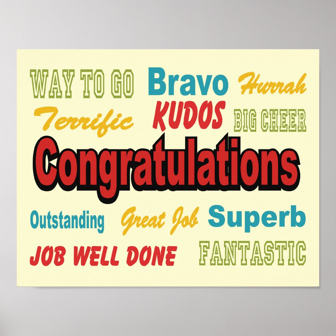 Congratulations Retro Colors Poster | Zazzle