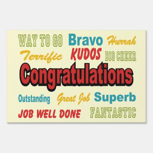 Congratulations Retro Colors Yard Sign