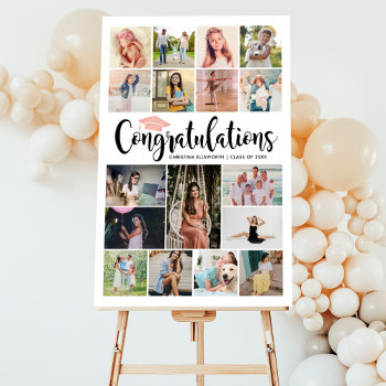 Congratulations Rose Gold Graduation Photo Collage Foam Board by Plush_Paper at Zazzle